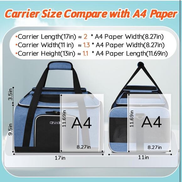 Top-Expandable Pet Carrier Alaska Airline Approved Soft-Sided Small Cats Dogs - Picture 3 of 8